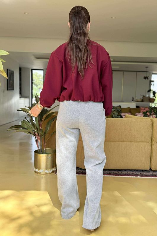 Made in Italy Beluga Soft Crop Bomber Jacket Burgundy